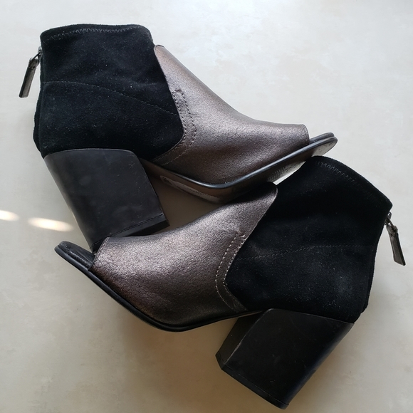 Naked Feet | Beta Black Bronze Open Toe Booties 7 - Picture 2 of 7